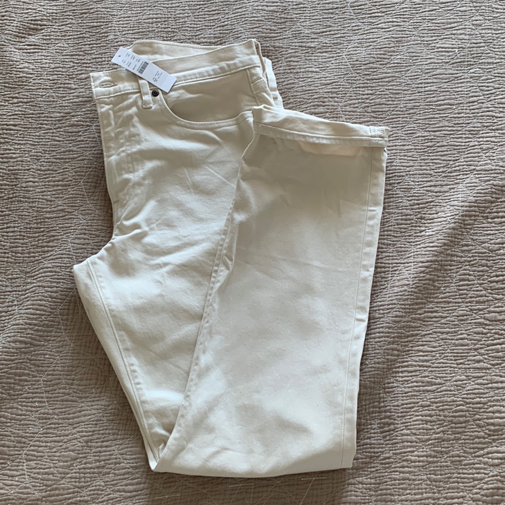 J Crew White Straight Leg Jeans